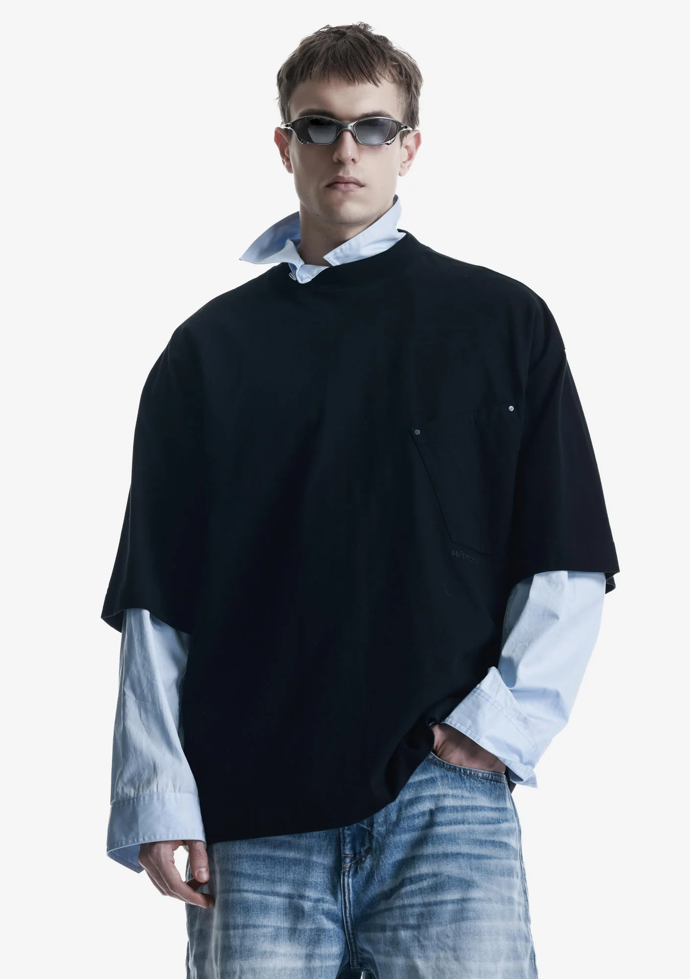 Angled Pocket Oversized T-Shirt Tm124 - Image 6