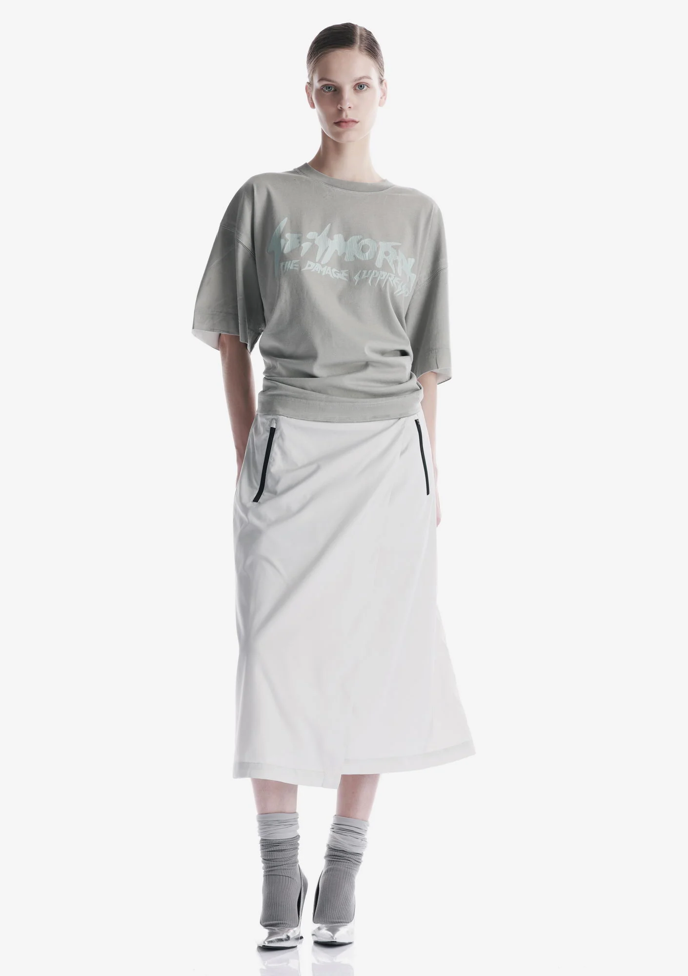 Cracked Logo Spray-Dyed T-Shirt Tw146 - Image 2
