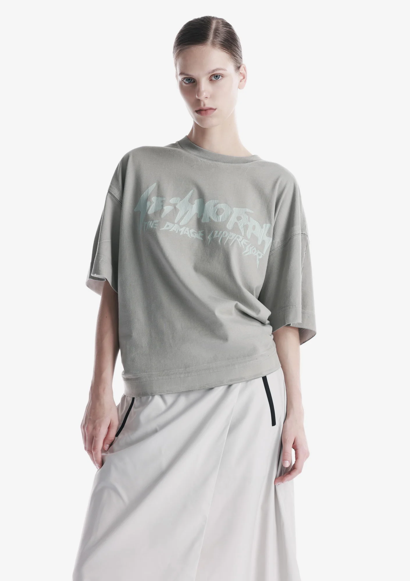 Cracked Logo Spray-Dyed T-Shirt Tw146 - Image 5