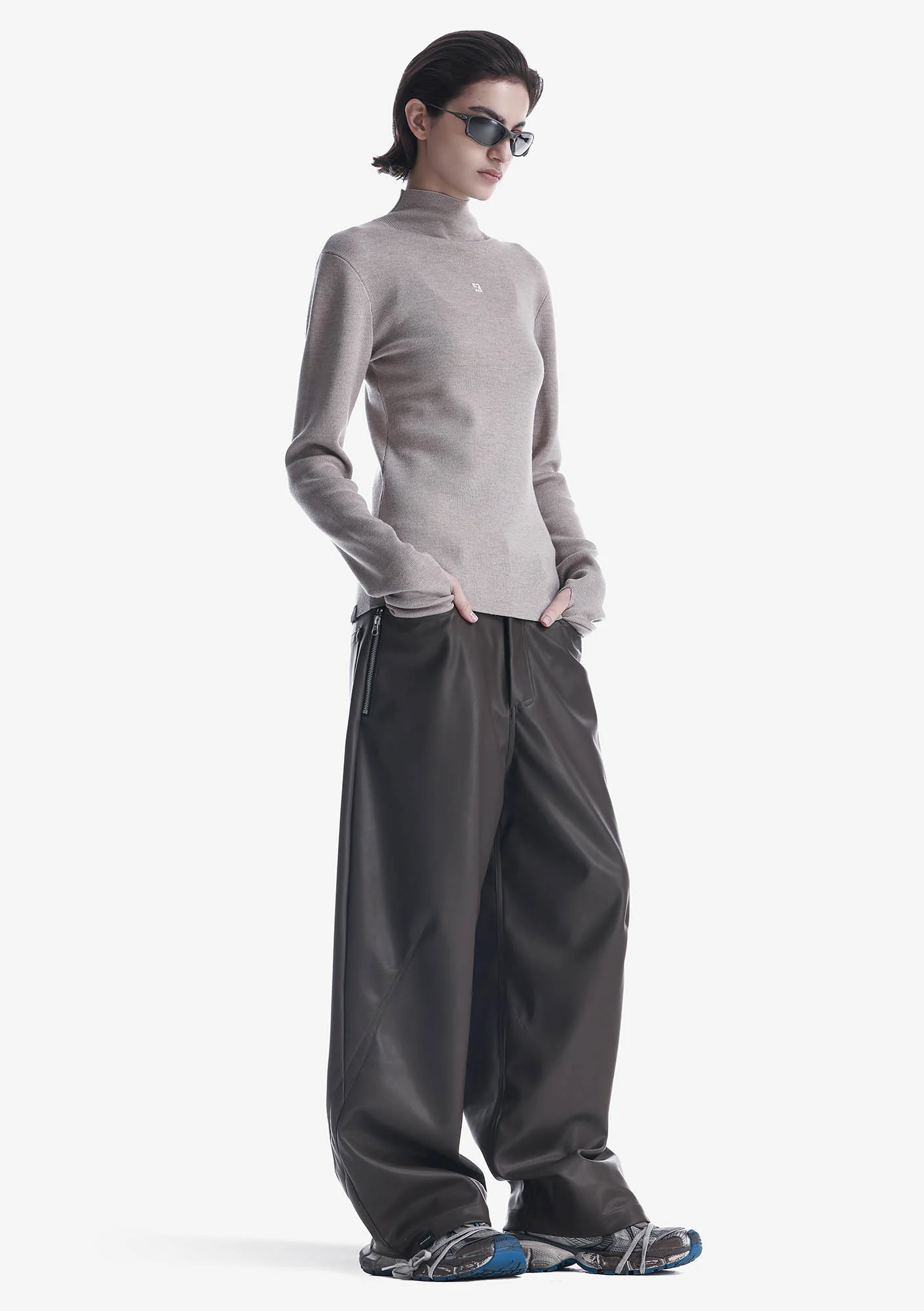 VANT Faux Leather Wide Pants Rw222 - Image 13