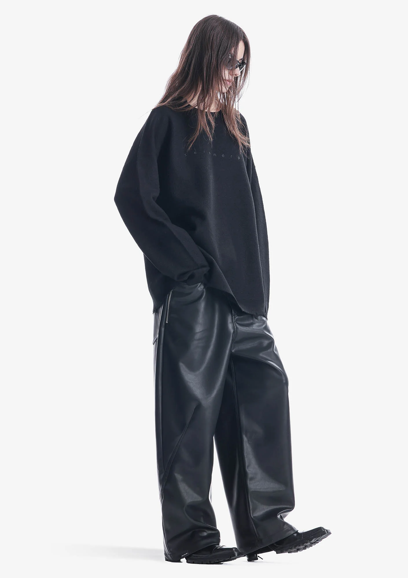 VANT Faux Leather Wide Pants Rw222 - Image 3