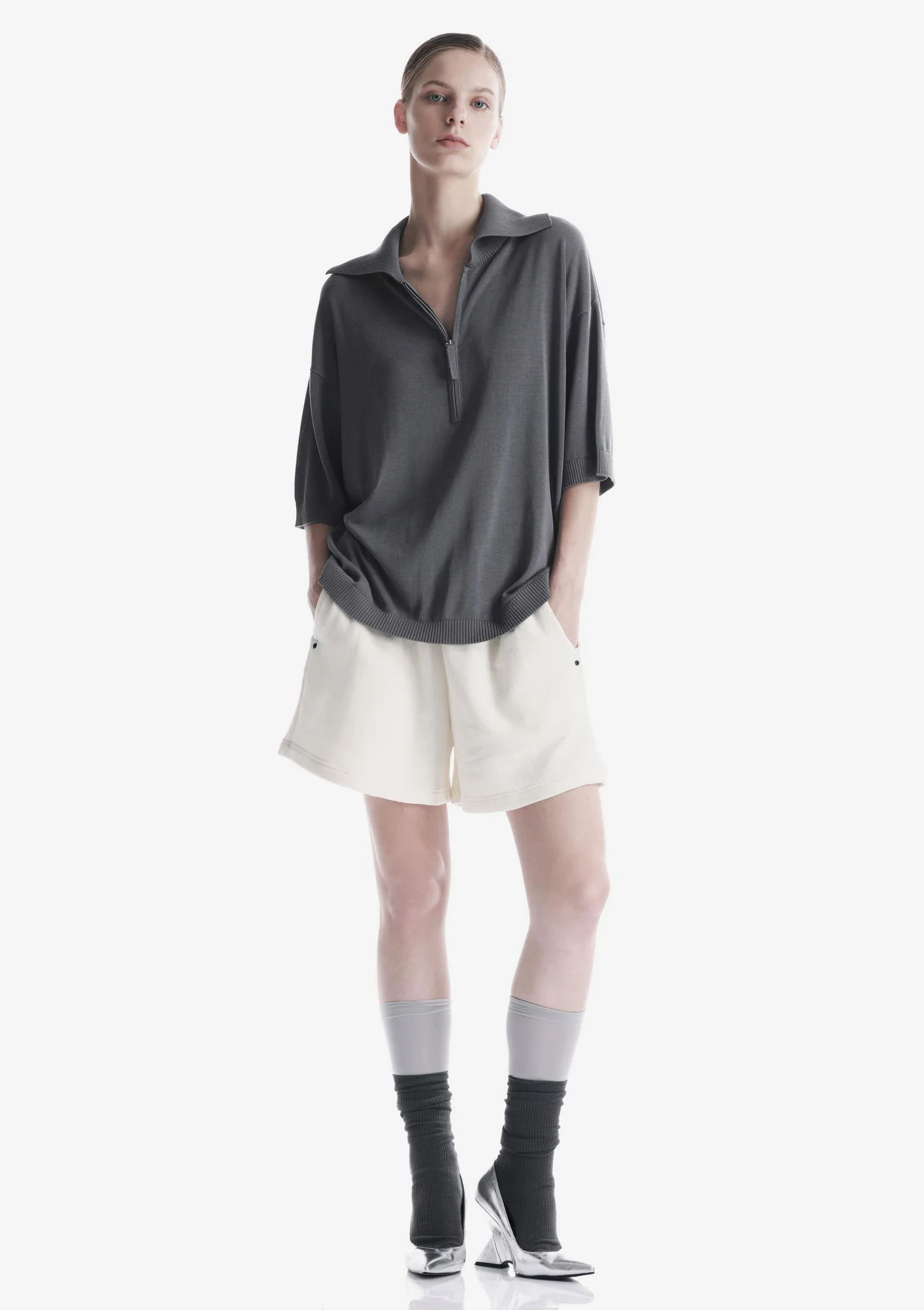 THETA Half-Zippered Polo Shirt Sw45 - Image 2
