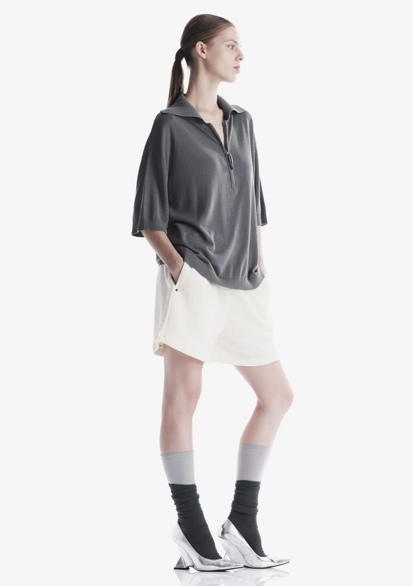 THETA Half-Zippered Polo Shirt Sw45 - Image 3