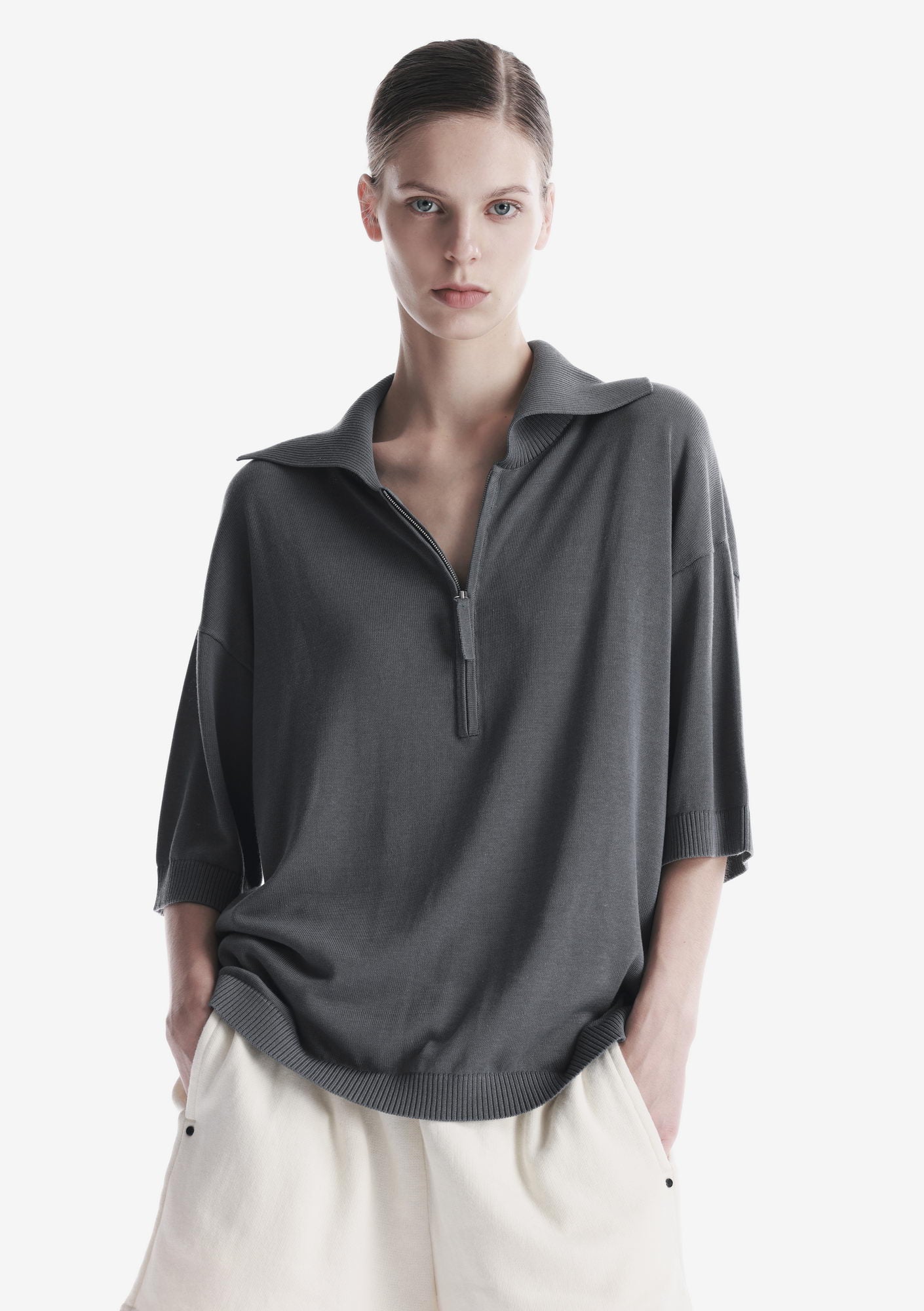 THETA Half-Zippered Polo Shirt Sw45 - Image 6